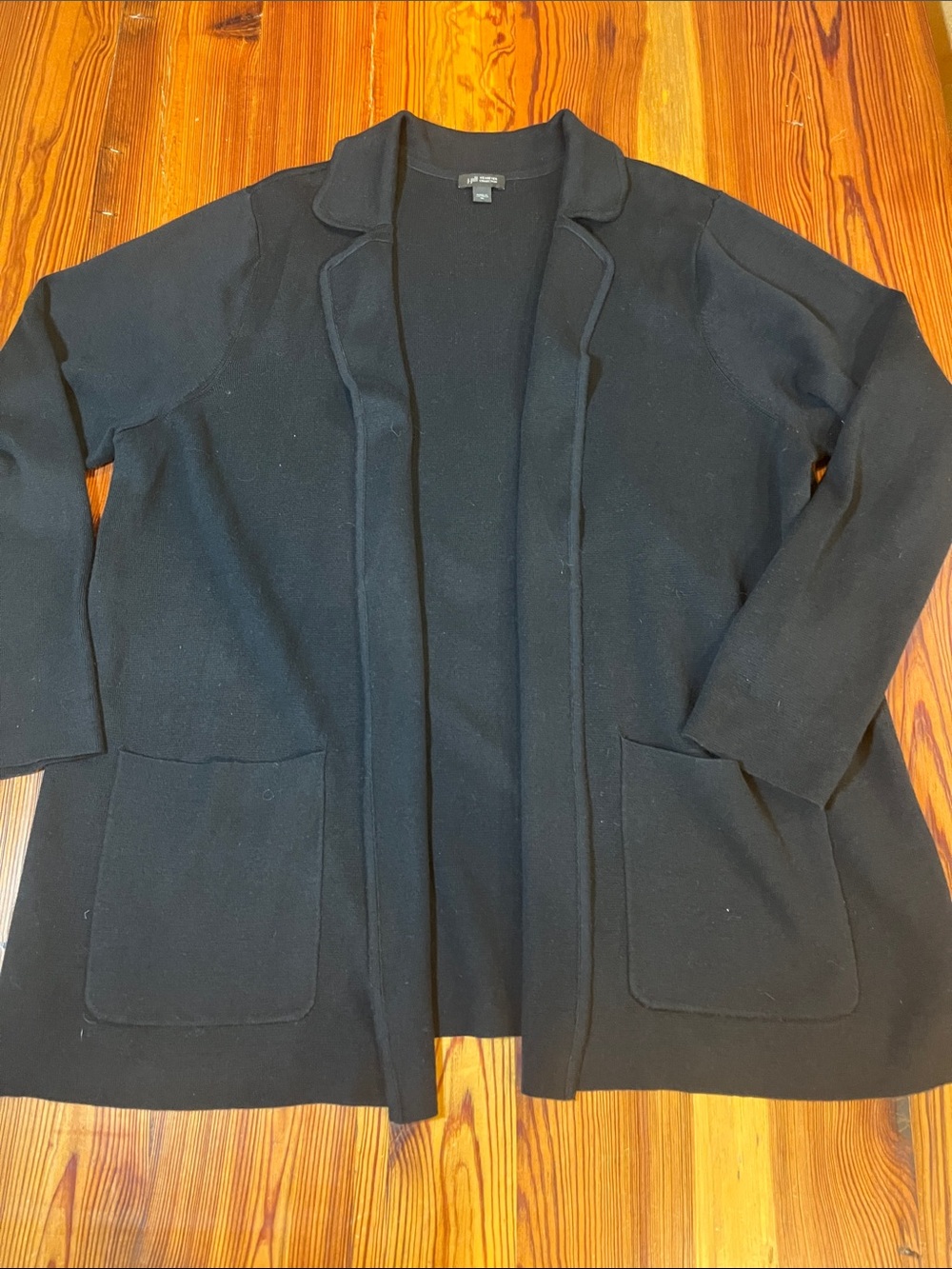 J.Jill Cotton-Blend Notched-Collar Cardigan, Size XL